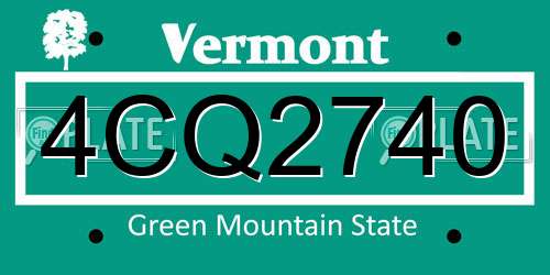 4CQ2740 Vermont License Plate