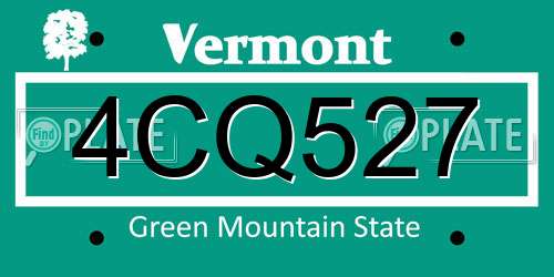4CQ527 Vermont License Plate