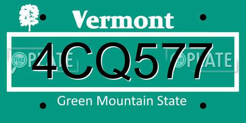 4CQ577 Vermont License Plate