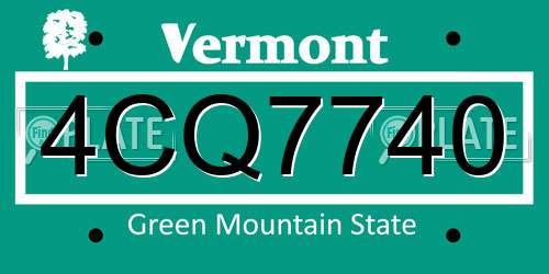 4CQ7740 Vermont License Plate