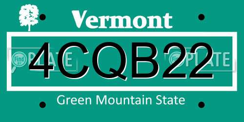 4CQB22 Vermont License Plate