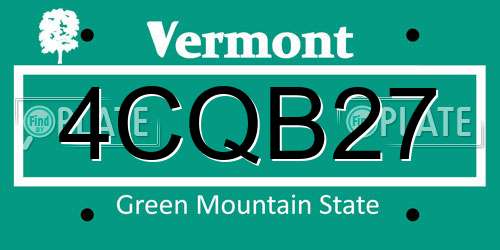 4CQB27 Vermont License Plate