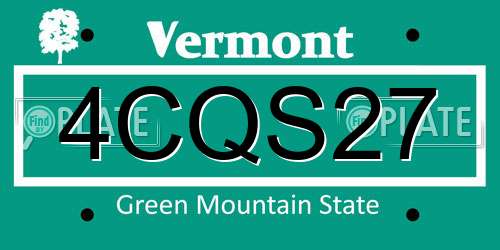 4CQS27 Vermont License Plate
