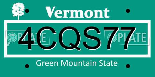 4CQS77 Vermont License Plate