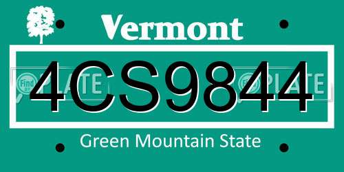 4CS9844 Vermont License Plate