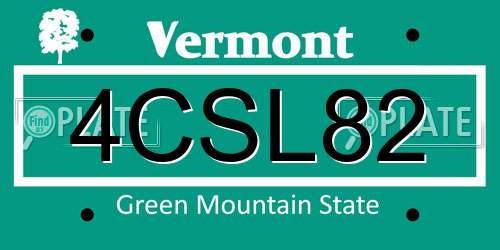 4CSL82 Vermont License Plate