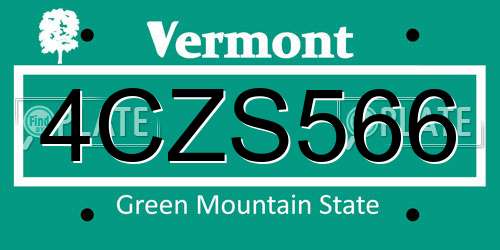 4CZS566 Vermont License Plate