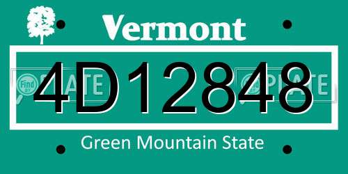 4D12848 Vermont License Plate
