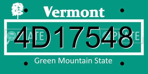 4D17548 Vermont License Plate