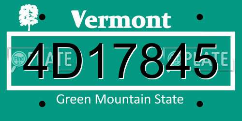 4D17845 Vermont License Plate