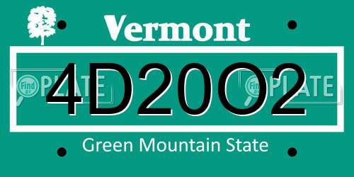 4D20O2 Vermont License Plate