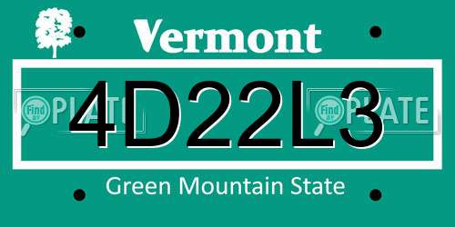 4D22L3 Vermont License Plate