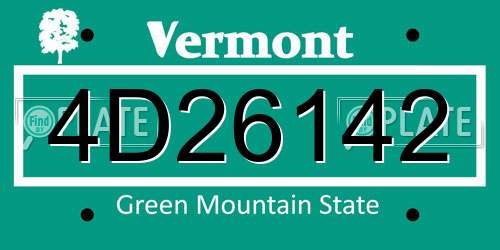 4D26142 Vermont License Plate
