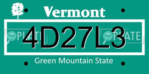4D27L3 Vermont License Plate
