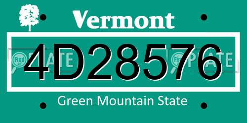 4D28576 Vermont License Plate