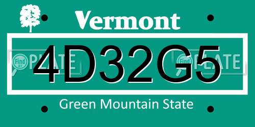 4D32G5 Vermont License Plate