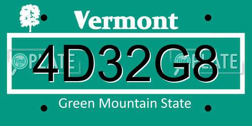 4D32G8 Vermont License Plate