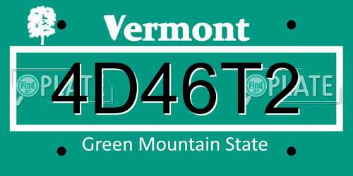 4D46T2 Vermont License Plate