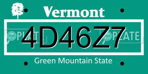 4D46Z7 Vermont License Plate