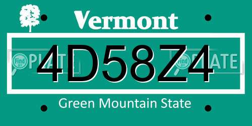 4D58Z4 Vermont License Plate