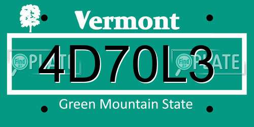 4D70L3 Vermont License Plate