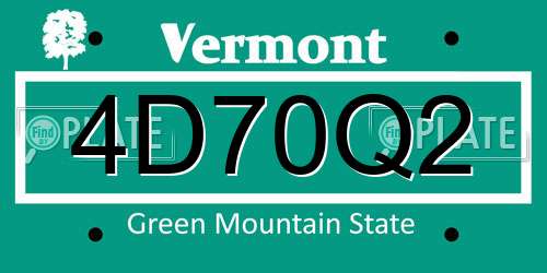 4D70Q2 Vermont License Plate