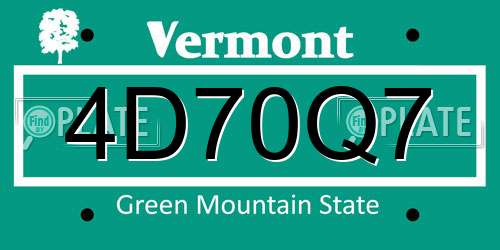 4D70Q7 Vermont License Plate