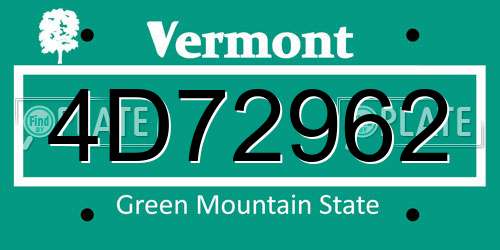 4D72962 Vermont License Plate