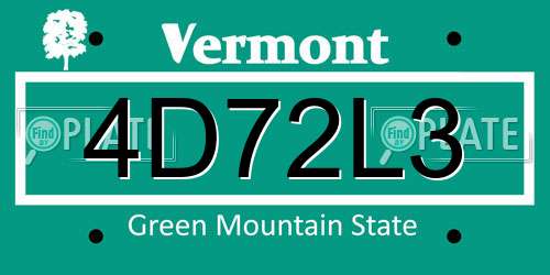 4D72L3 Vermont License Plate