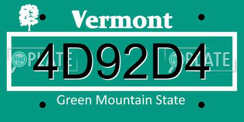 4D92D4 Vermont License Plate