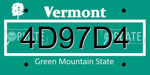 4D97D4 Vermont License Plate