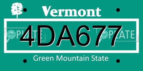 4DA677 Vermont License Plate