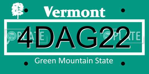 4DAG22 Vermont License Plate