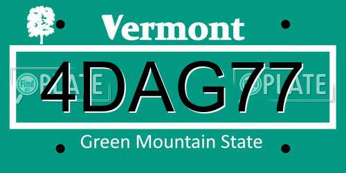 4DAG77 Vermont License Plate