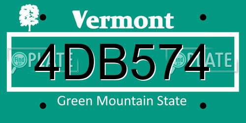 4DB574 Vermont License Plate