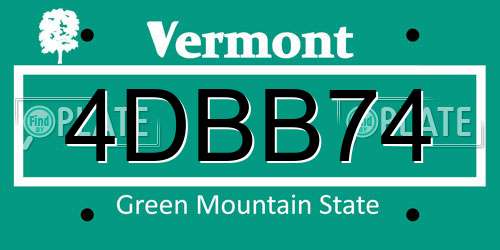4DBB74 Vermont License Plate