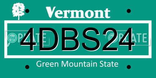 4DBS24 Vermont License Plate