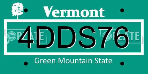 4DDS76 Vermont License Plate