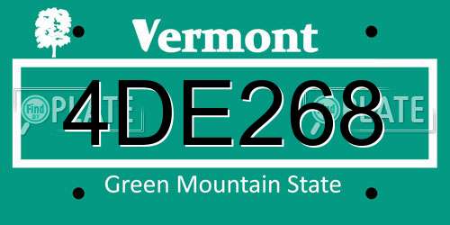 4DE268 Vermont License Plate