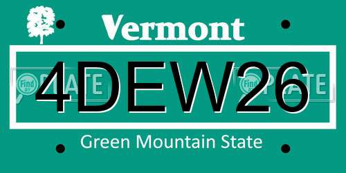 4DEW26 Vermont License Plate