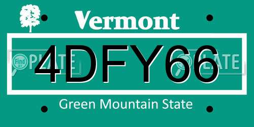 4DFY66 Vermont License Plate