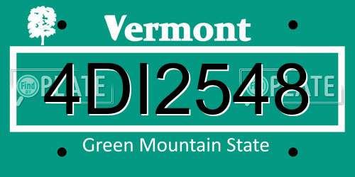 4DI2548 Vermont License Plate
