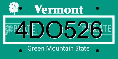 4DO526 Vermont License Plate