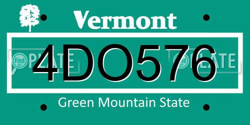 4DO576 Vermont License Plate