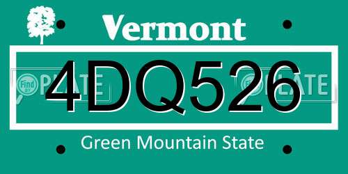 4DQ526 Vermont License Plate