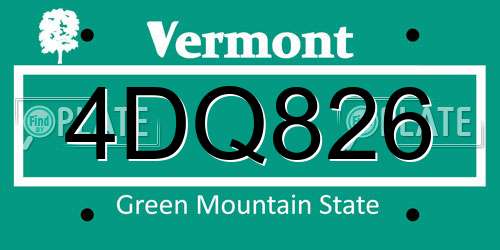 4DQ826 Vermont License Plate