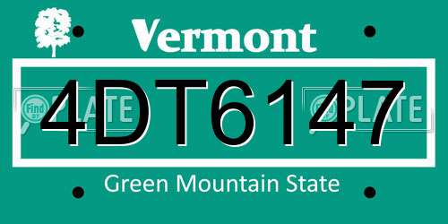 4DT6147 Vermont License Plate