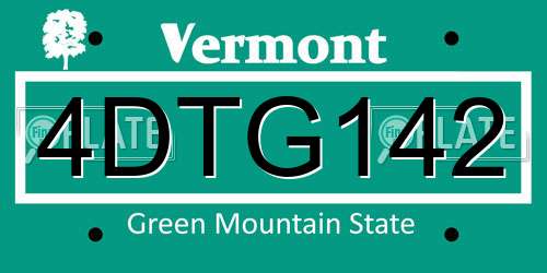 4DTG142 Vermont License Plate