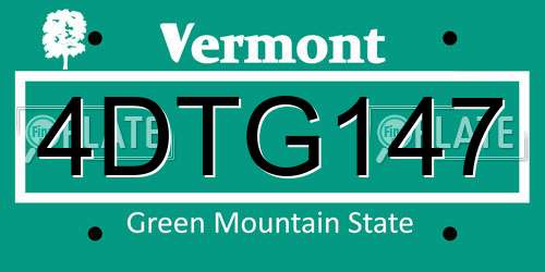 4DTG147 Vermont License Plate