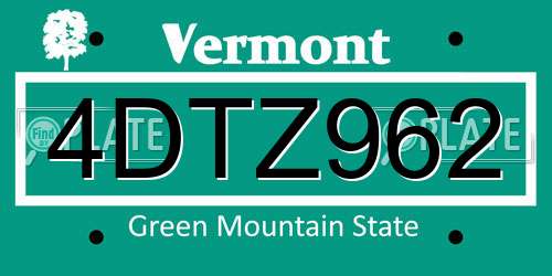 4DTZ962 Vermont License Plate